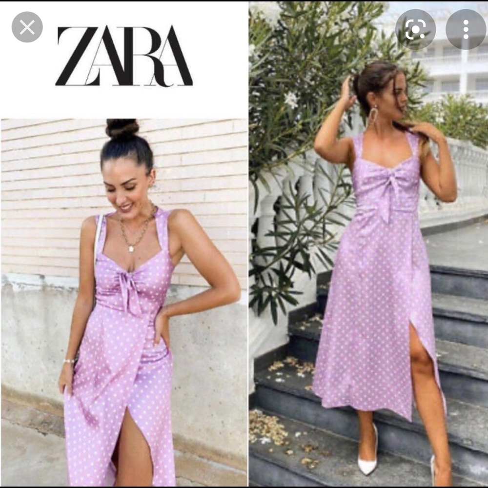 Zara Polka Dot Ruched Dress